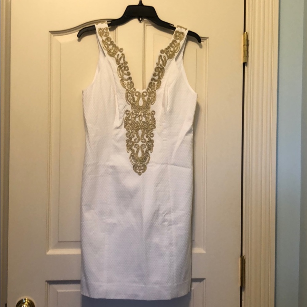 White and gold Lily tank dress